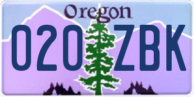 OR license plate 020ZBK