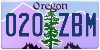 OR license plate 020ZBM