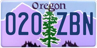 OR license plate 020ZBN