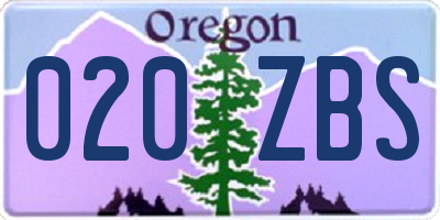 OR license plate 020ZBS