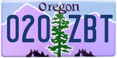 OR license plate 020ZBT