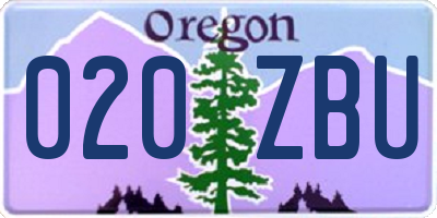 OR license plate 020ZBU