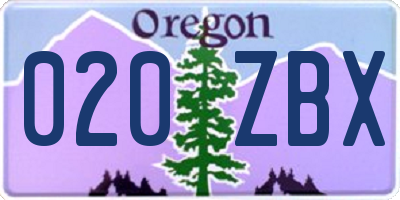 OR license plate 020ZBX