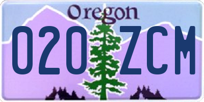 OR license plate 020ZCM