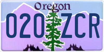 OR license plate 020ZCR