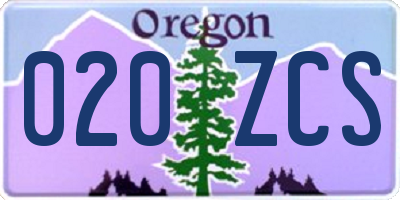 OR license plate 020ZCS