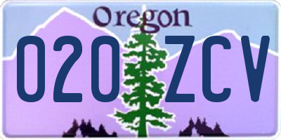OR license plate 020ZCV