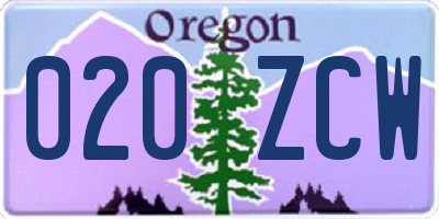 OR license plate 020ZCW