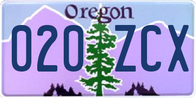 OR license plate 020ZCX
