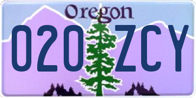OR license plate 020ZCY