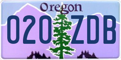 OR license plate 020ZDB