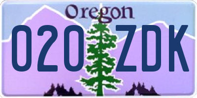 OR license plate 020ZDK
