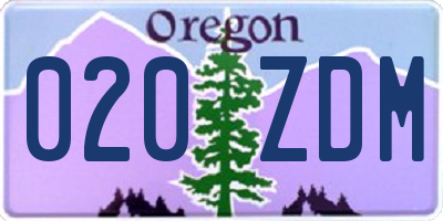 OR license plate 020ZDM
