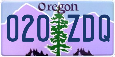 OR license plate 020ZDQ