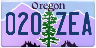 OR license plate 020ZEA