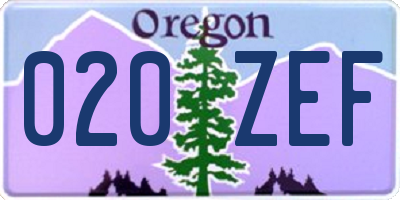 OR license plate 020ZEF