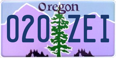 OR license plate 020ZEI