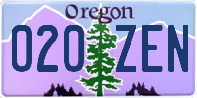 OR license plate 020ZEN