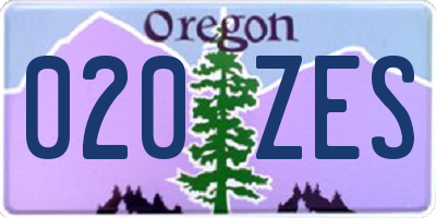 OR license plate 020ZES