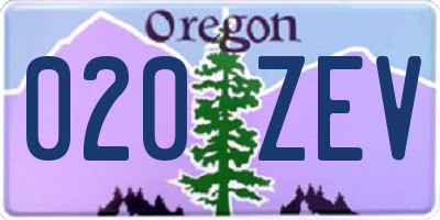 OR license plate 020ZEV