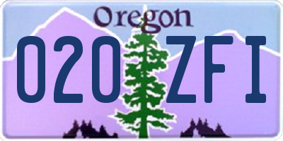 OR license plate 020ZFI