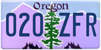 OR license plate 020ZFR