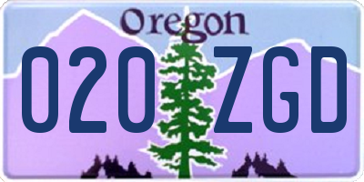 OR license plate 020ZGD