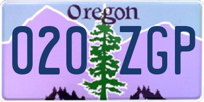 OR license plate 020ZGP