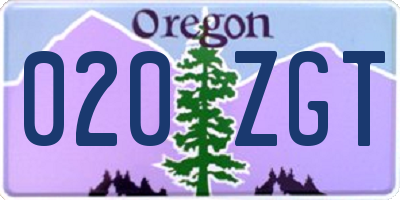OR license plate 020ZGT