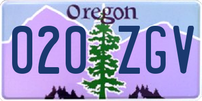 OR license plate 020ZGV