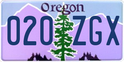 OR license plate 020ZGX