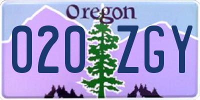 OR license plate 020ZGY