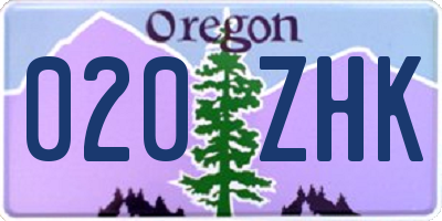 OR license plate 020ZHK