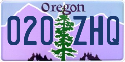 OR license plate 020ZHQ