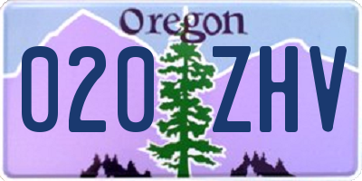 OR license plate 020ZHV