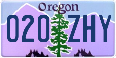 OR license plate 020ZHY