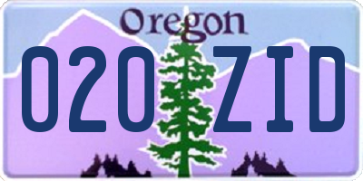OR license plate 020ZID