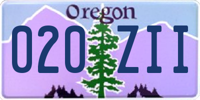 OR license plate 020ZII