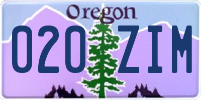 OR license plate 020ZIM
