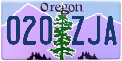 OR license plate 020ZJA