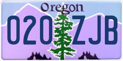 OR license plate 020ZJB