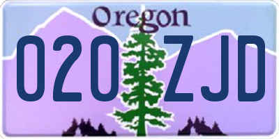 OR license plate 020ZJD