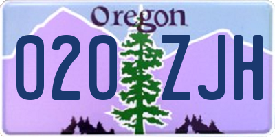 OR license plate 020ZJH