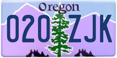 OR license plate 020ZJK