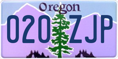 OR license plate 020ZJP