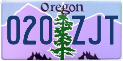 OR license plate 020ZJT