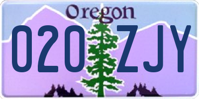 OR license plate 020ZJY