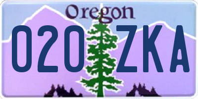 OR license plate 020ZKA