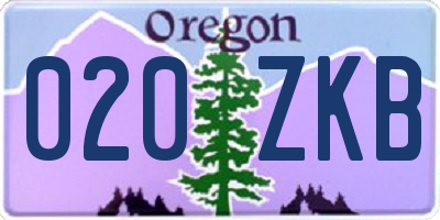 OR license plate 020ZKB