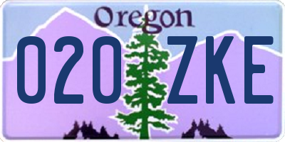 OR license plate 020ZKE